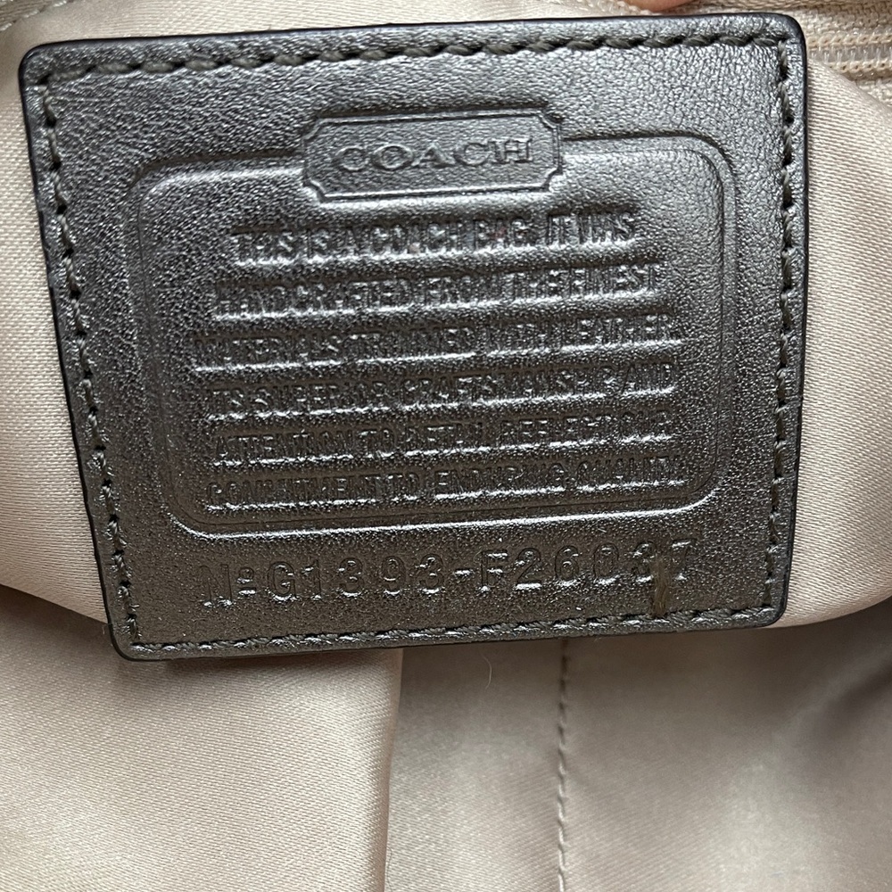 Coach Metallic Pewter Signature Satchel has G1393-F26037 Unique Coach Bag - Picture 8 of 9
